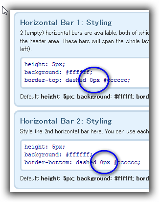 Header Area / Style & edit HEADER AREA / Horizontal Bar 1: Styling
